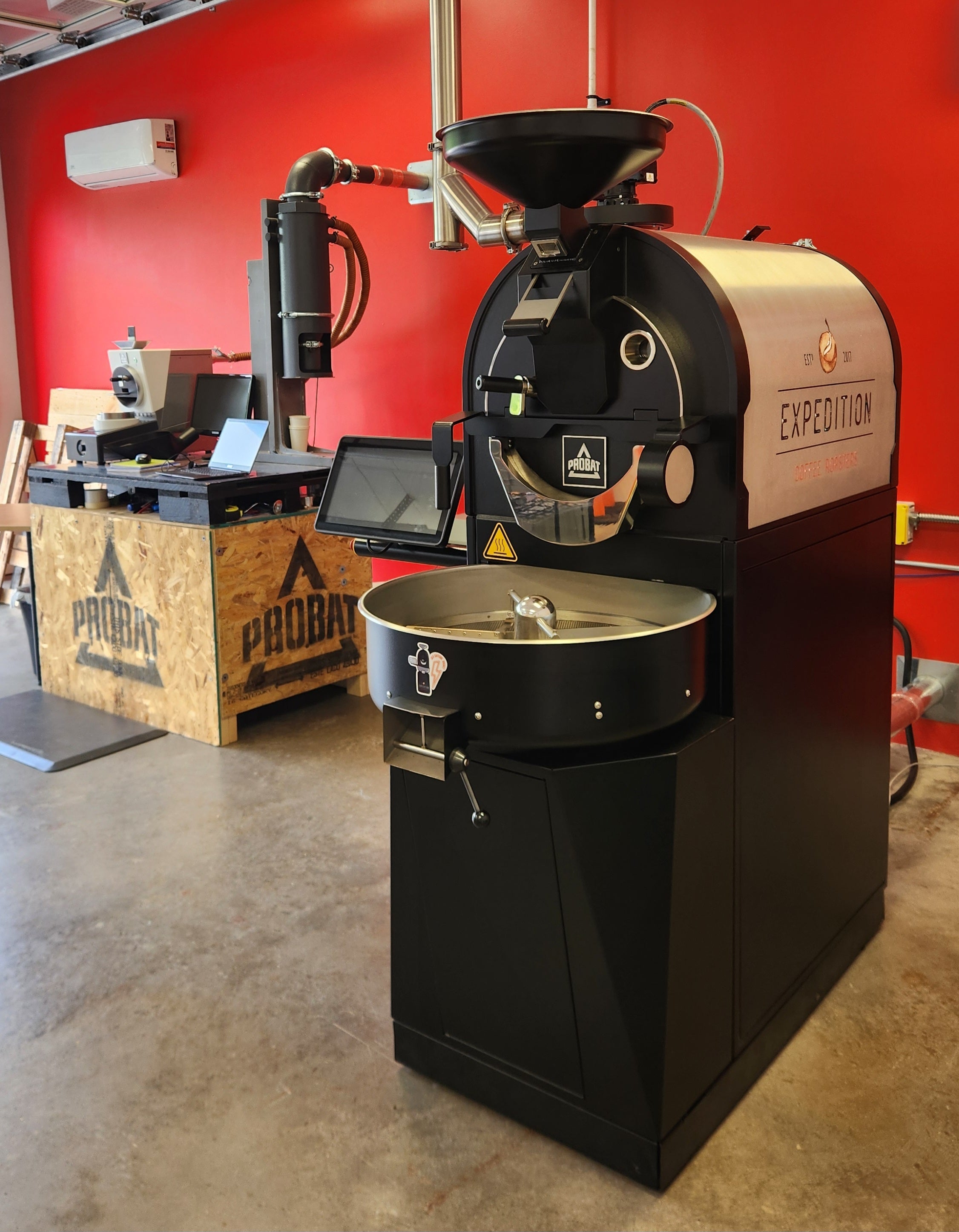 P05e (fully electric) roaster in Canada at Expedition Coffee Roasters in Nova Scotia
